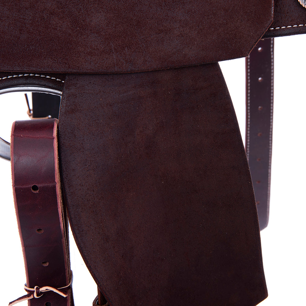 Chocolate Roughout Barrel Saddle - Notched Skirts, 1/2 D. Daisy Floral Corner, Cheyenne, Hard Seat