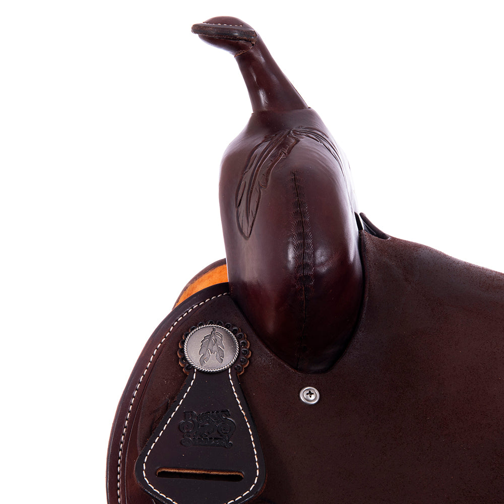 Burns Chocolate SO/RO Barrel Saddle - Round - Large Feather Corner