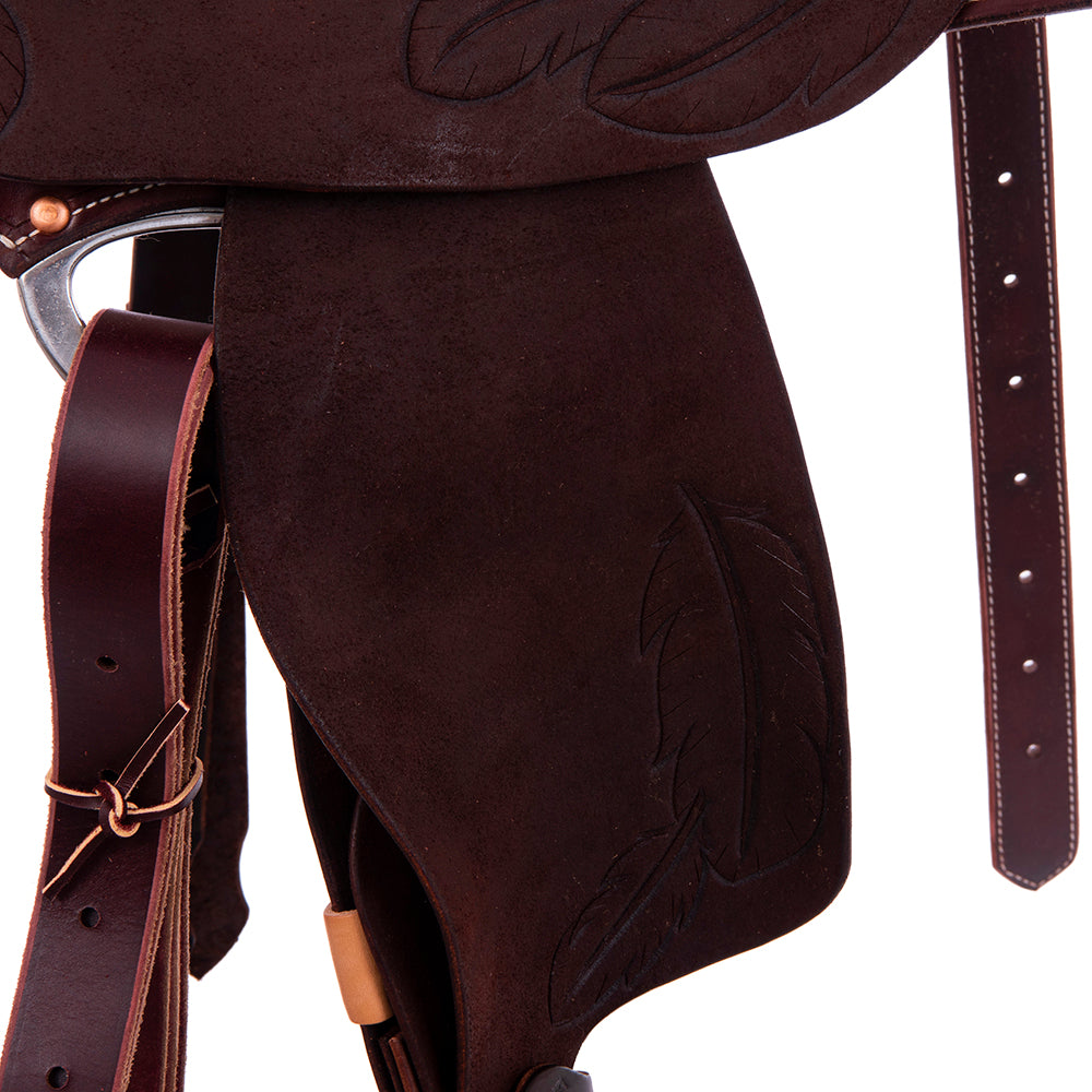 Burns Chocolate SO/RO Barrel Saddle - Round - Large Feather Corner