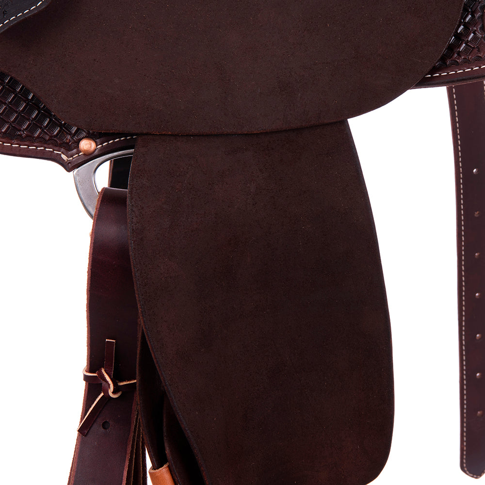 Burns Chocolate SO/RO Barrel Saddle - Round - 1/2 Waffle WYO Floral