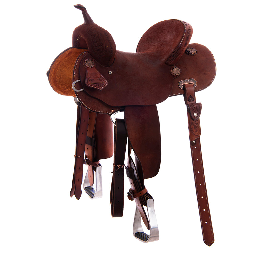 Burns Chestnut RO Barrel Saddle - Round - 1/8 MW Floral