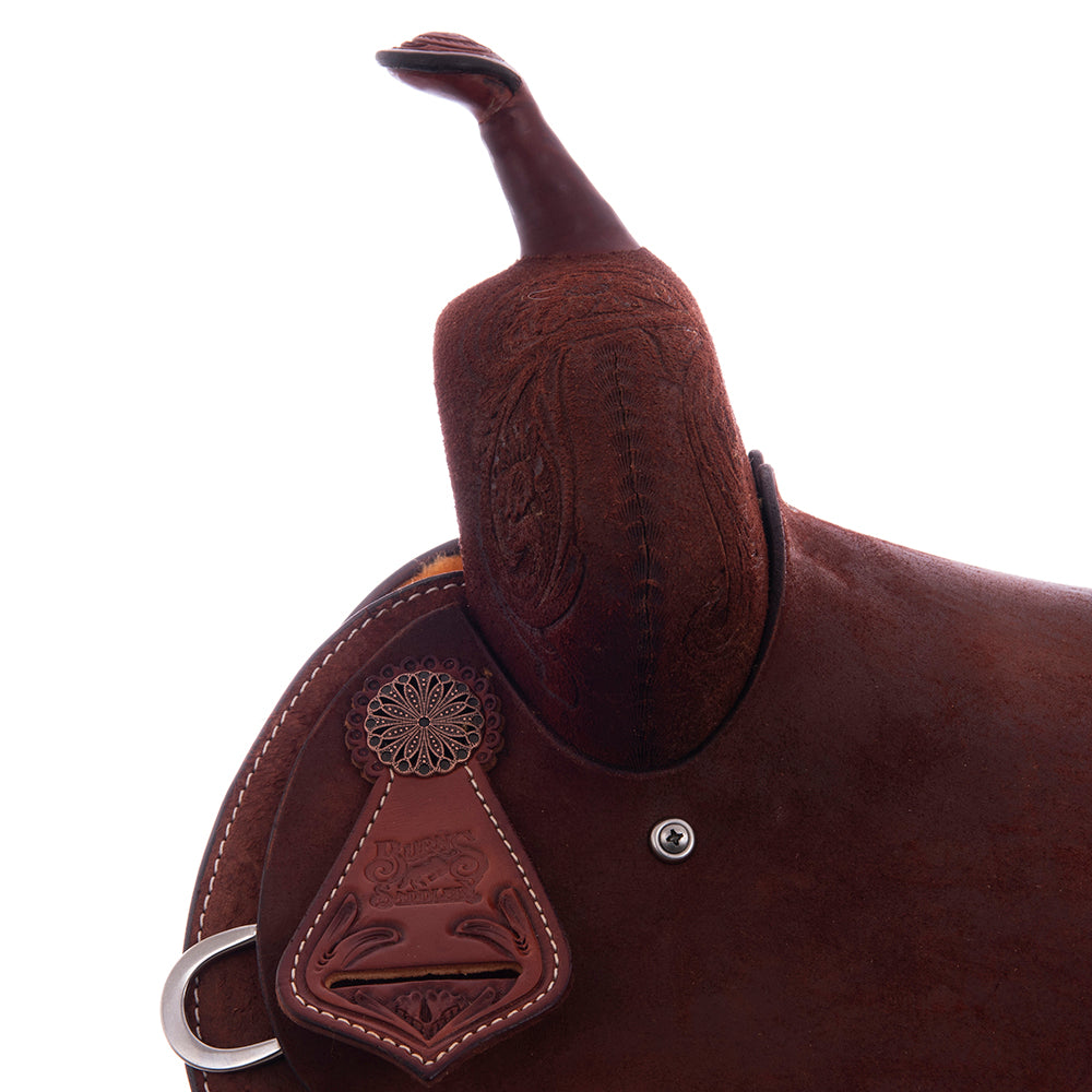 Burns Chestnut RO Barrel Saddle - Round - 1/8 MW Floral