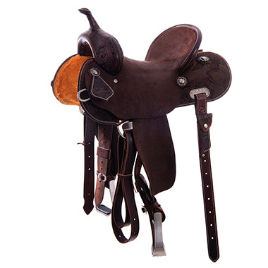 Chocolate SO/RO Barrel Saddle - Round - Half Corner Sunny Daze - Standard Binding