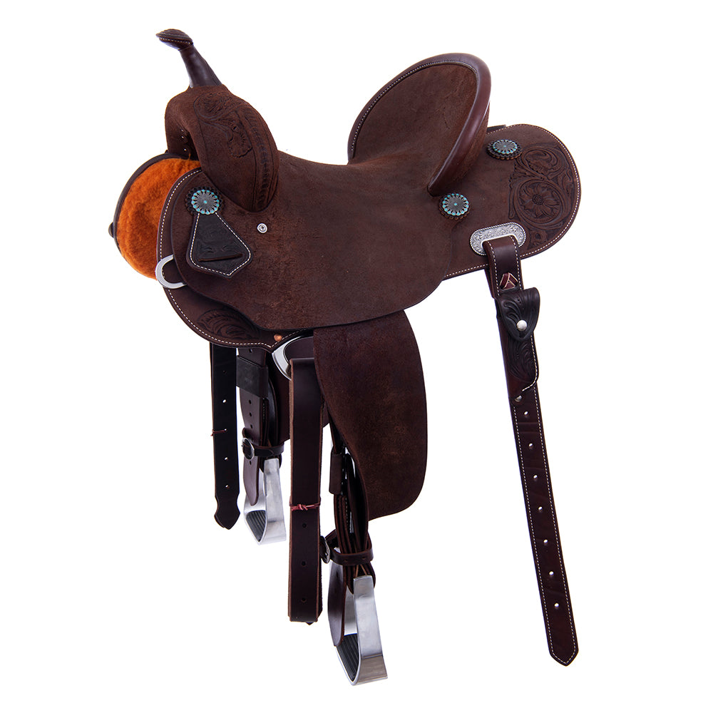 Chocolate RO Barrel Saddle- Round- 1/2 Sunny D- Pencil Roll- Hard Seat