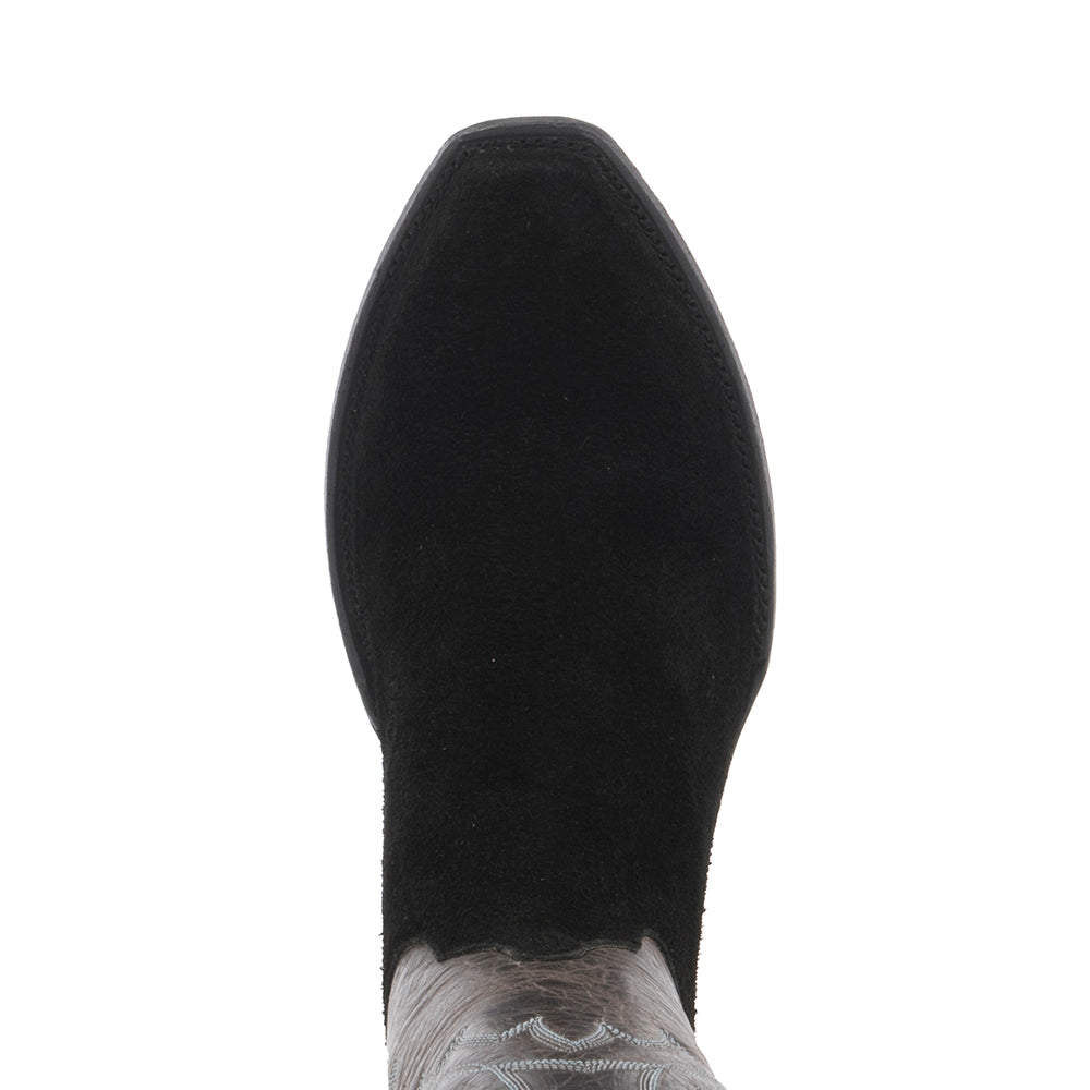 Men's Black Suede / Grey Bison Cowboy Boot