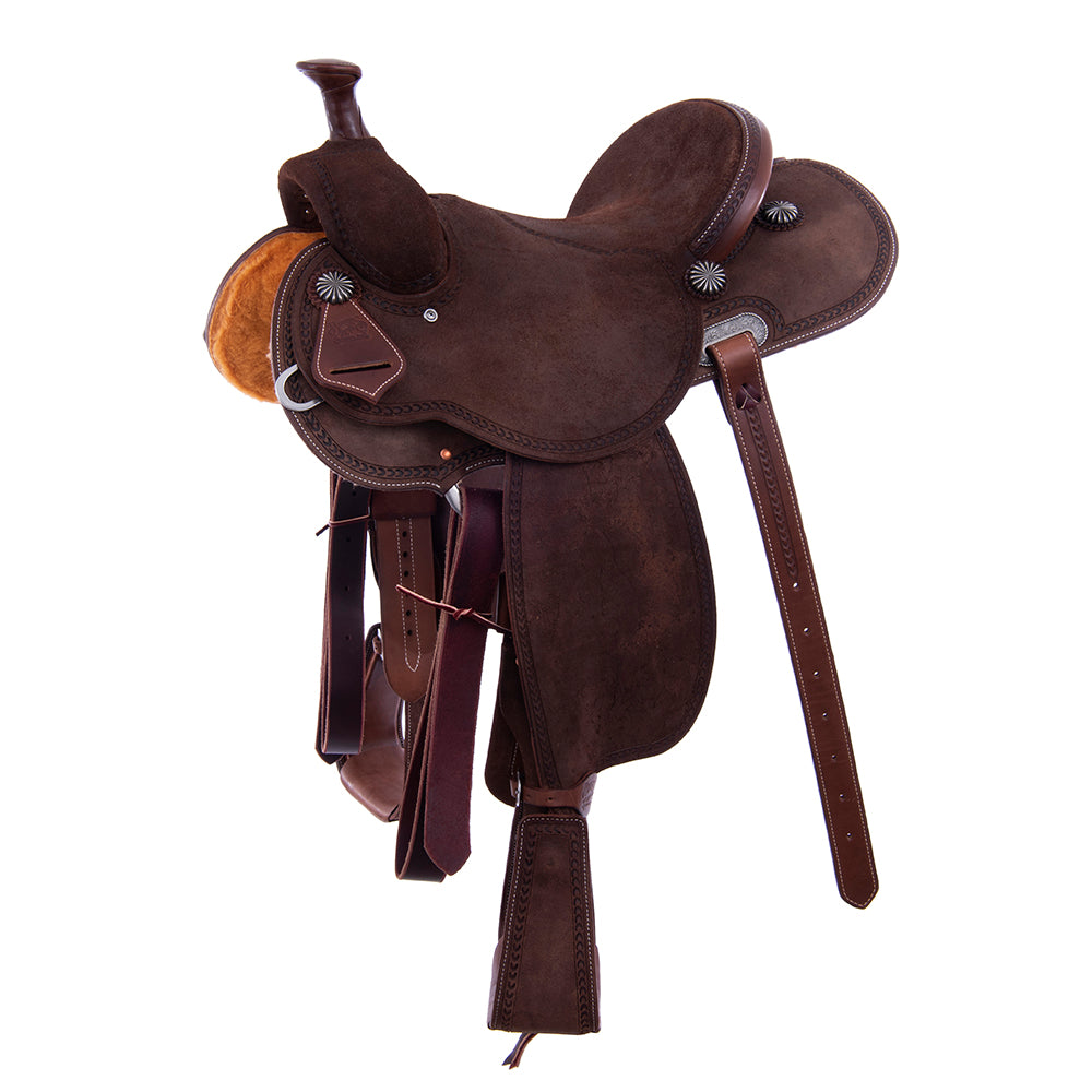 Wyo Light Weight Versatility Saddle- Chocolate RO- Round- Full Wishbone- Cheyenne- Hard Seat