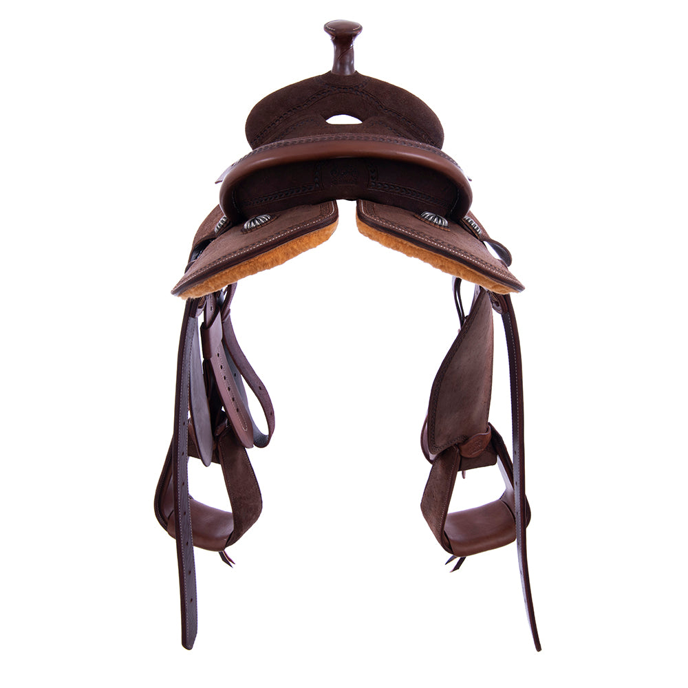 Wyo Light Weight Versatility Saddle- Chocolate RO- Round- Full Wishbone- Cheyenne- Hard Seat