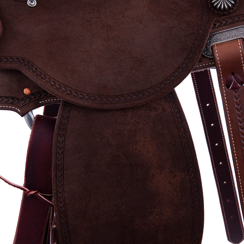 Wyo Light Weight Versatility Saddle- Chocolate RO- Round- Full Wishbone- Cheyenne- Hard Seat