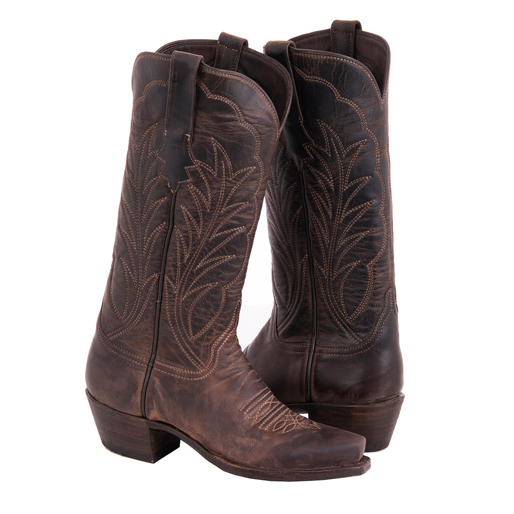 Ladies 11-2 Tobac Goat Winn Stitch Toe Bug Cowboy Boot