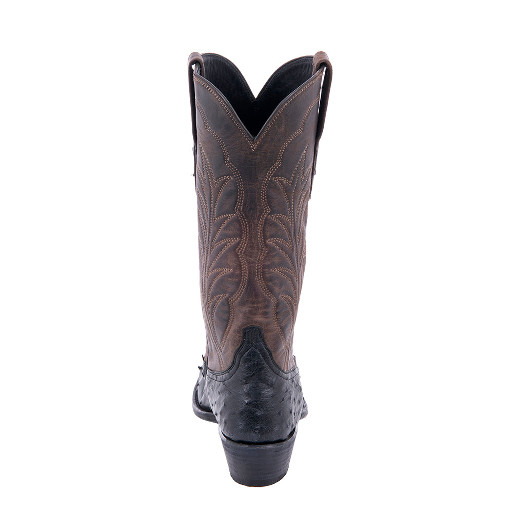 Ladies Cowboy 13" Black FQ Ostrich Tobac Goat Winn Stitch