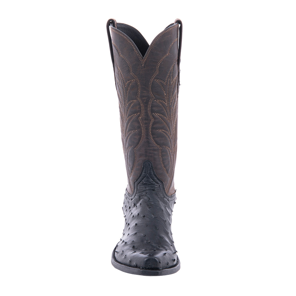 Ladies Cowboy 13" Black FQ Ostrich Tobac Goat Winn Stitch
