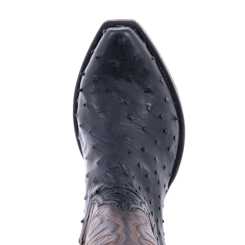 Ladies Cowboy 13" Black FQ Ostrich Tobac Goat Winn Stitch