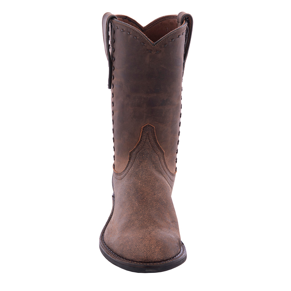 Men's 10" Brown Bomber Foot Tobac Goat Upper CH Buckstitch Roper w/ Mini Vibram