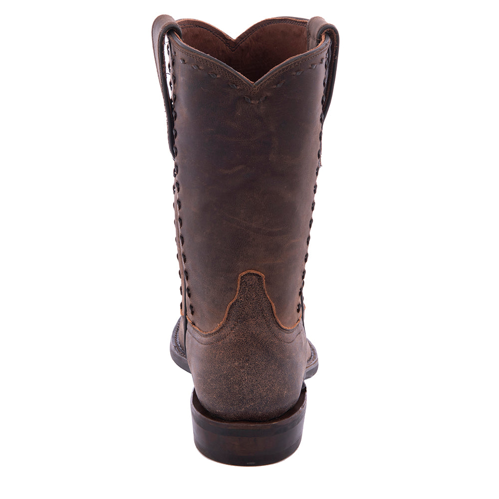Men's 10" Brown Bomber Foot Tobac Goat Upper CH Buckstitch Roper w/ Mini Vibram