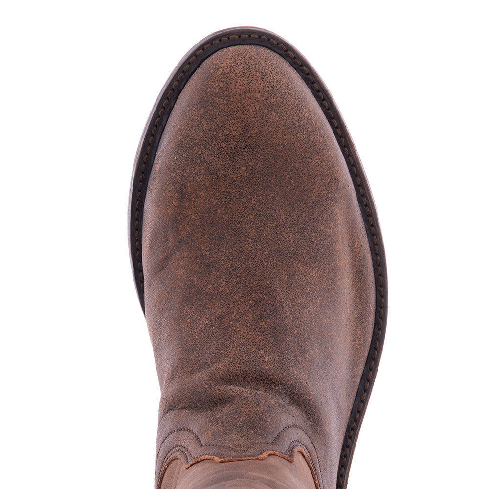 Men's 10" Brown Bomber Foot Tobac Goat Upper CH Buckstitch Roper w/ Mini Vibram