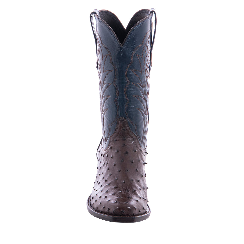 Men's 12" Nicotine FQ Ost Blue Kidskin Winn Cowboy Boot