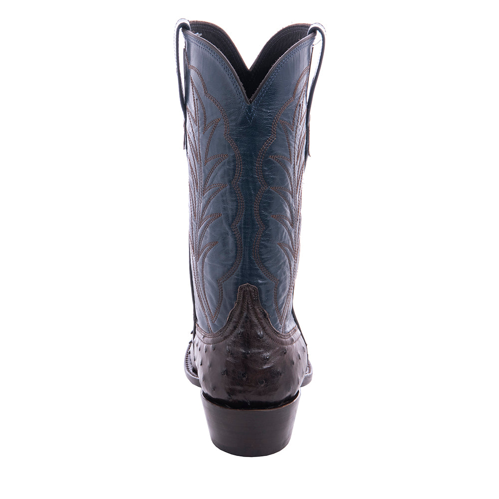 Men's 12" Nicotine FQ Ost Blue Kidskin Winn Cowboy Boot