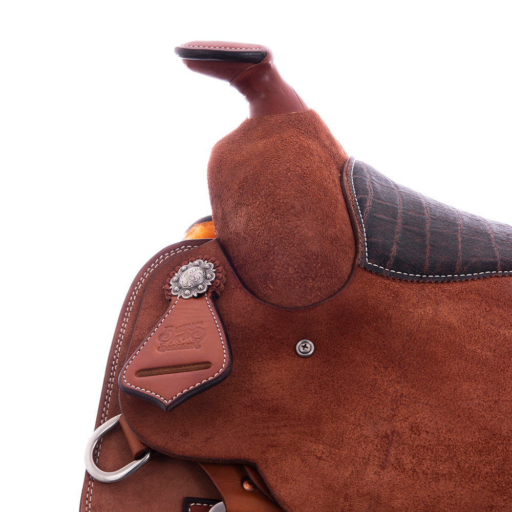Burns Chestnut RO Bulldogging Saddle - Conventional - No Tooling - Full Elephant Padded Seat