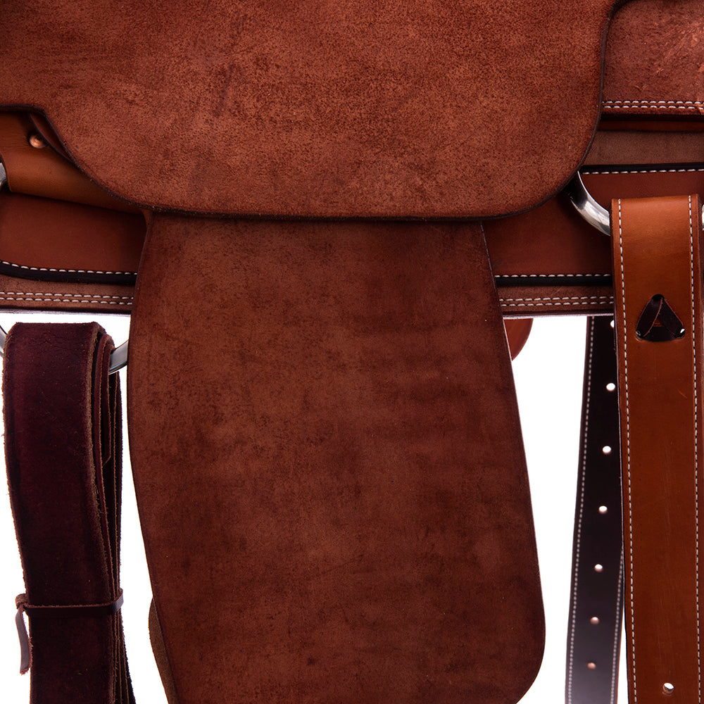 Burns Chestnut RO Bulldogging Saddle - Conventional - No Tooling - Full Elephant Padded Seat