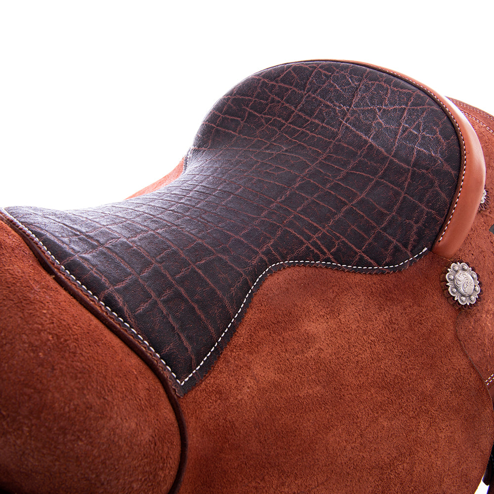 Burns Chestnut RO Bulldogging Saddle - Conventional - No Tooling - Full Elephant Padded Seat