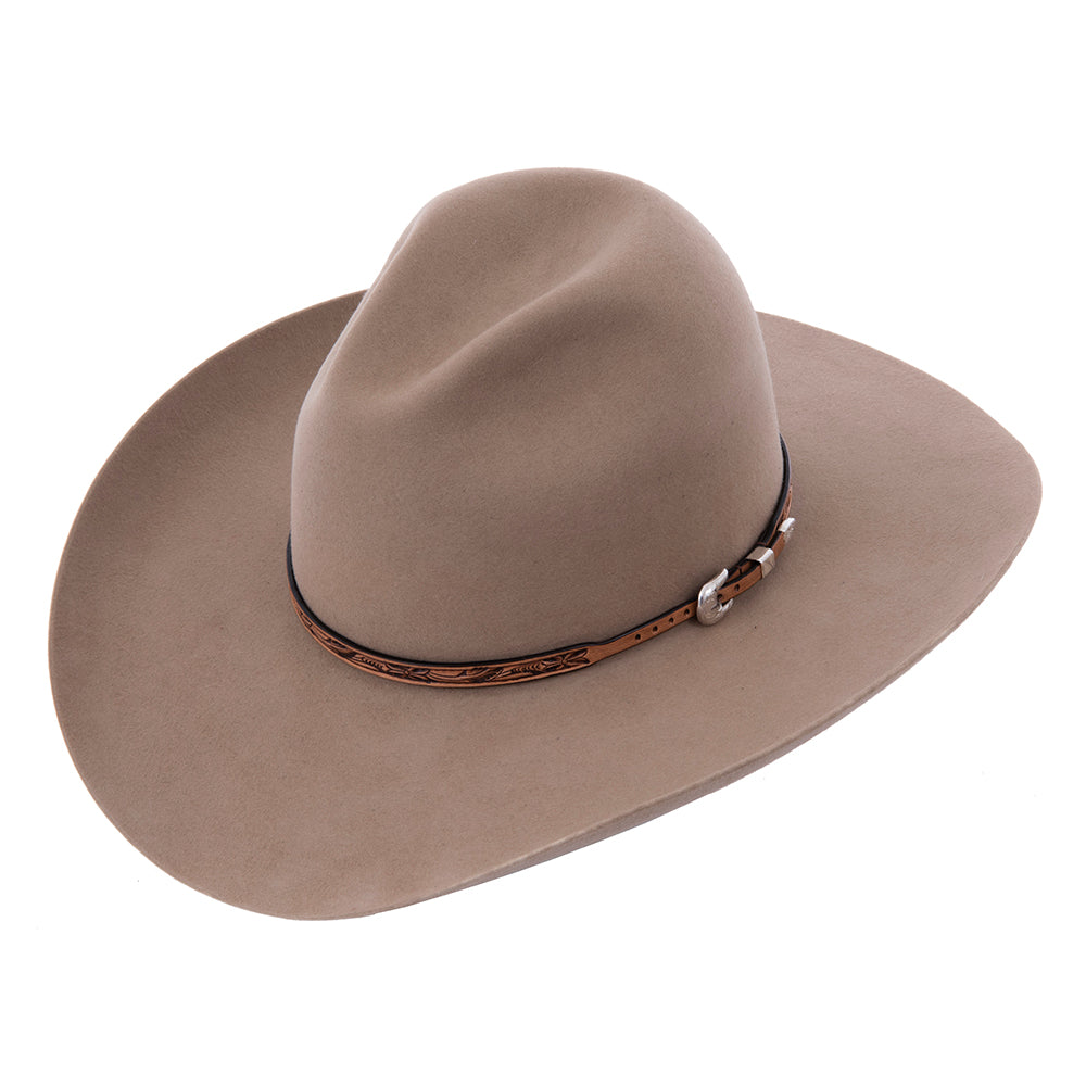 WILD ROSE TOOLED HAT BAND ANTIQUE BROWN