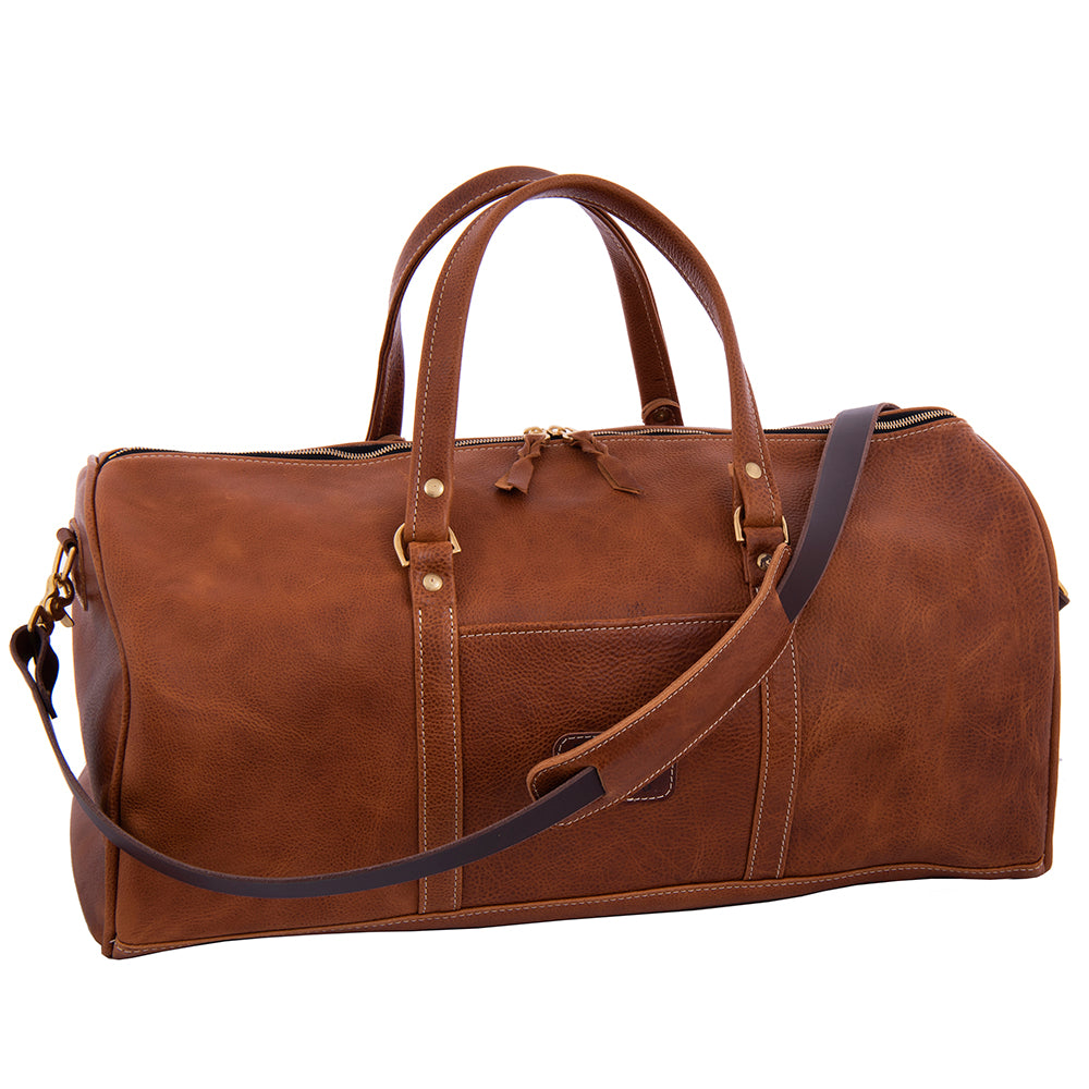 BURNS LARGE SADDLE TAN DUFFLE BAG
