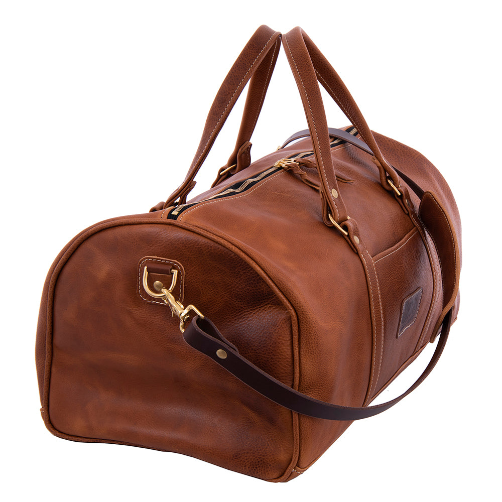 BURNS LARGE SADDLE TAN DUFFLE BAG