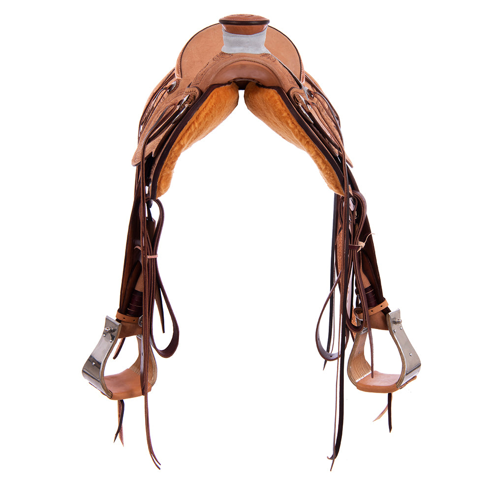 Russet RO Ranch Saddle- Kidney Bean- Deluxe Barbwire 3/4 Wyo Floral- Cheyenne- Hard Seat