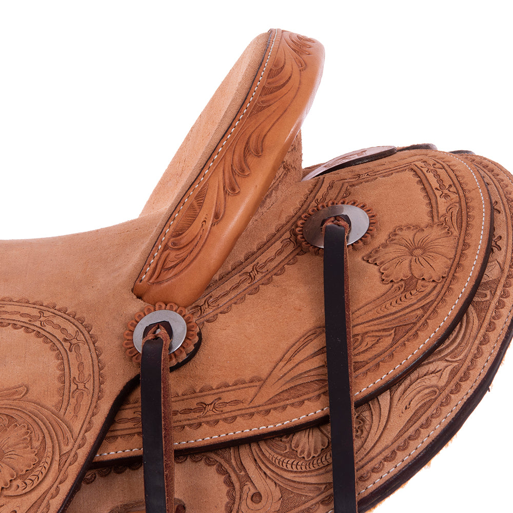 Russet RO Ranch Saddle- Kidney Bean- Deluxe Barbwire 3/4 Wyo Floral- Cheyenne- Hard Seat