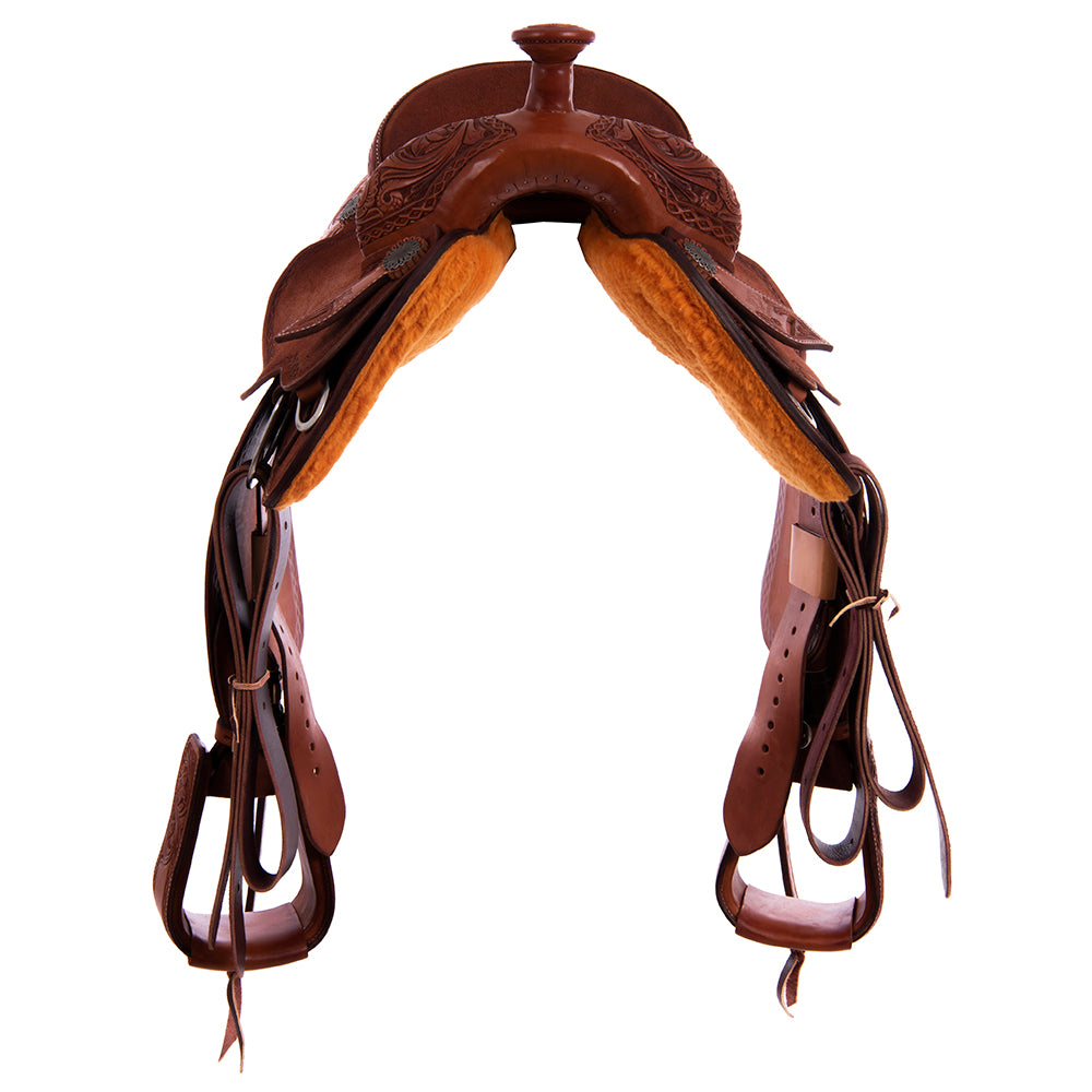 Burns Chestnut SO/RO Team Roper - Conventional - 1/4 D. Daisy Full DHD Border - Grey Python Inlay