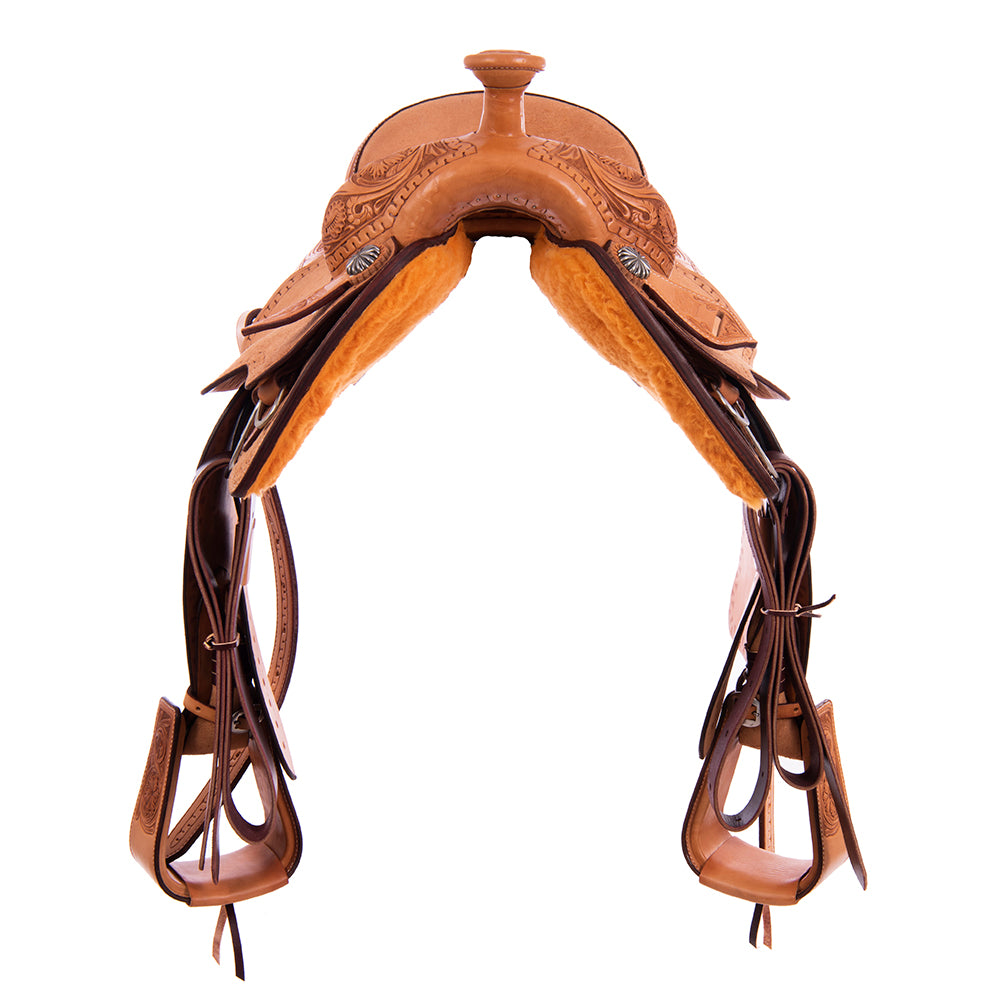 Burns Russet SO/RO Team Rope Saddle - Semi Square - Full Snake Border 1/4 WYO