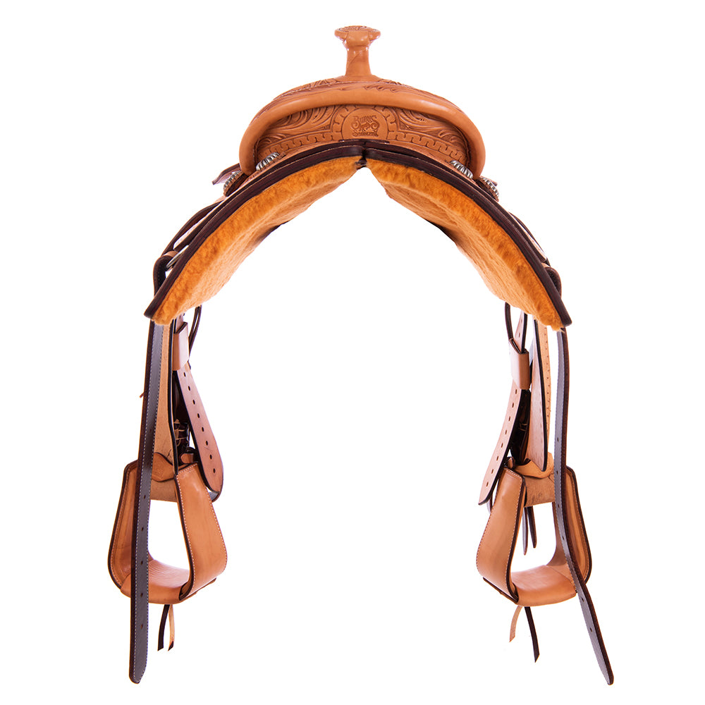 Burns Russet SO/RO Team Rope Saddle - Semi Square - Full Snake Border 1/4 WYO