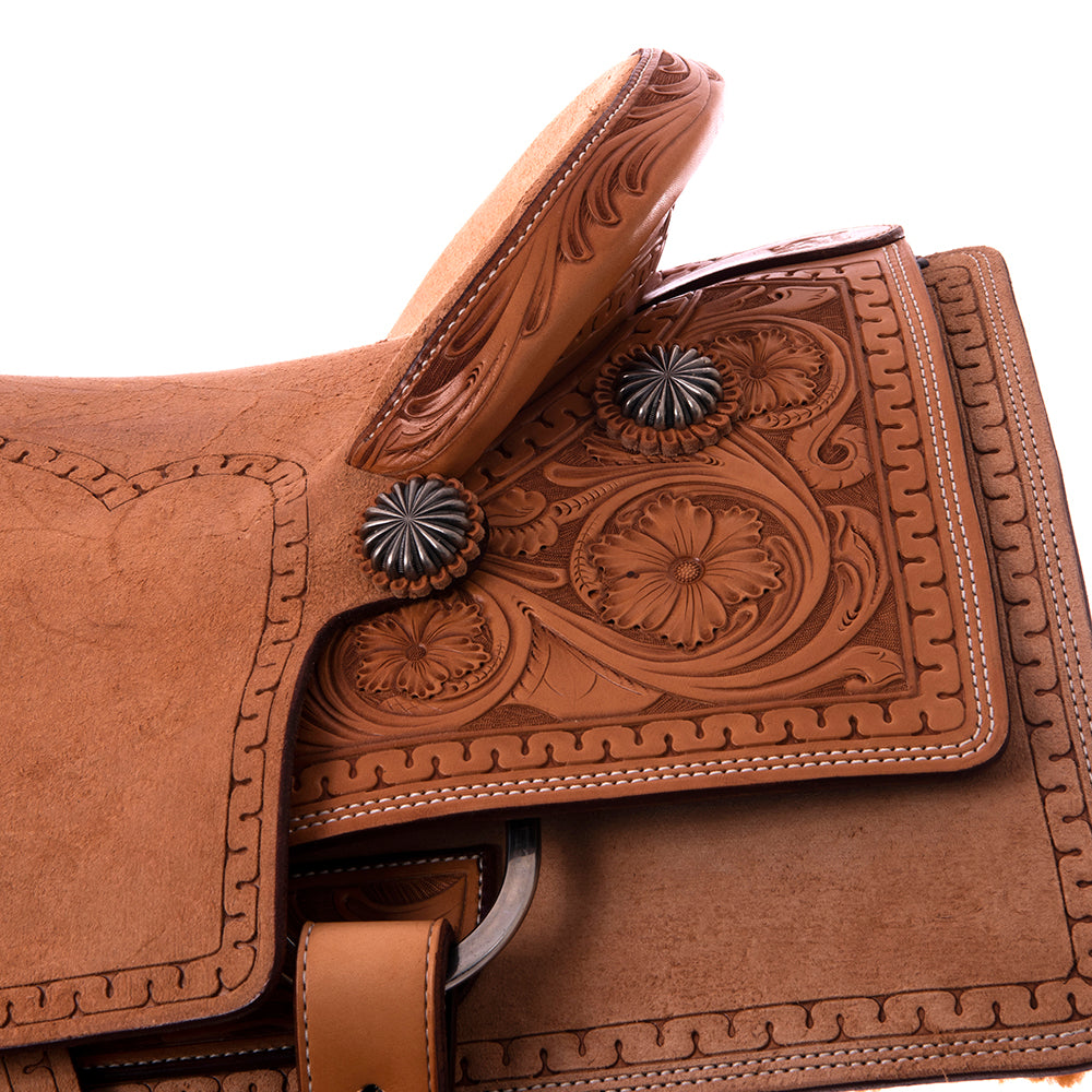 Burns Russet SO/RO Team Rope Saddle - Semi Square - Full Snake Border 1/4 WYO