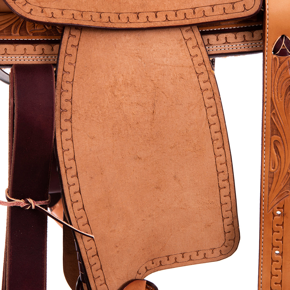 Burns Russet SO/RO Team Rope Saddle - Semi Square - Full Snake Border 1/4 WYO