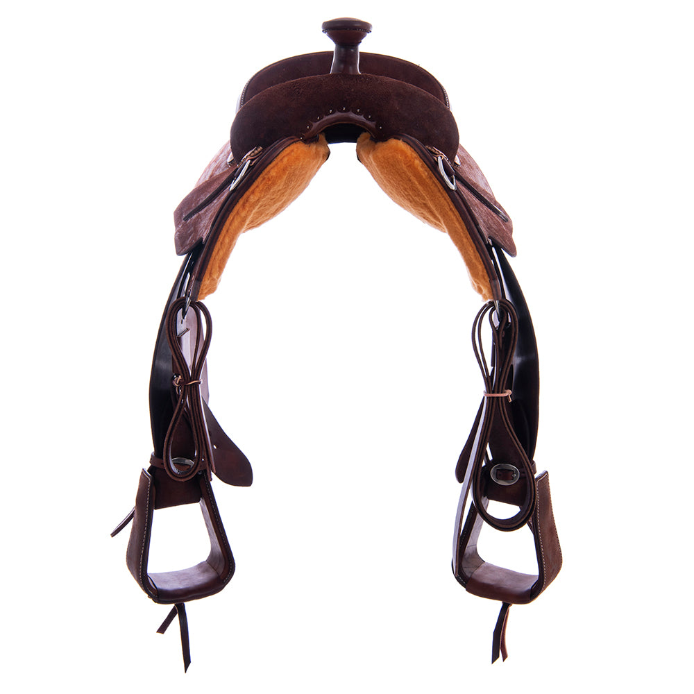 Burns Rope Saddle Chocolate RO - Notched - No Tooling - Cheyenne - Single Skirt