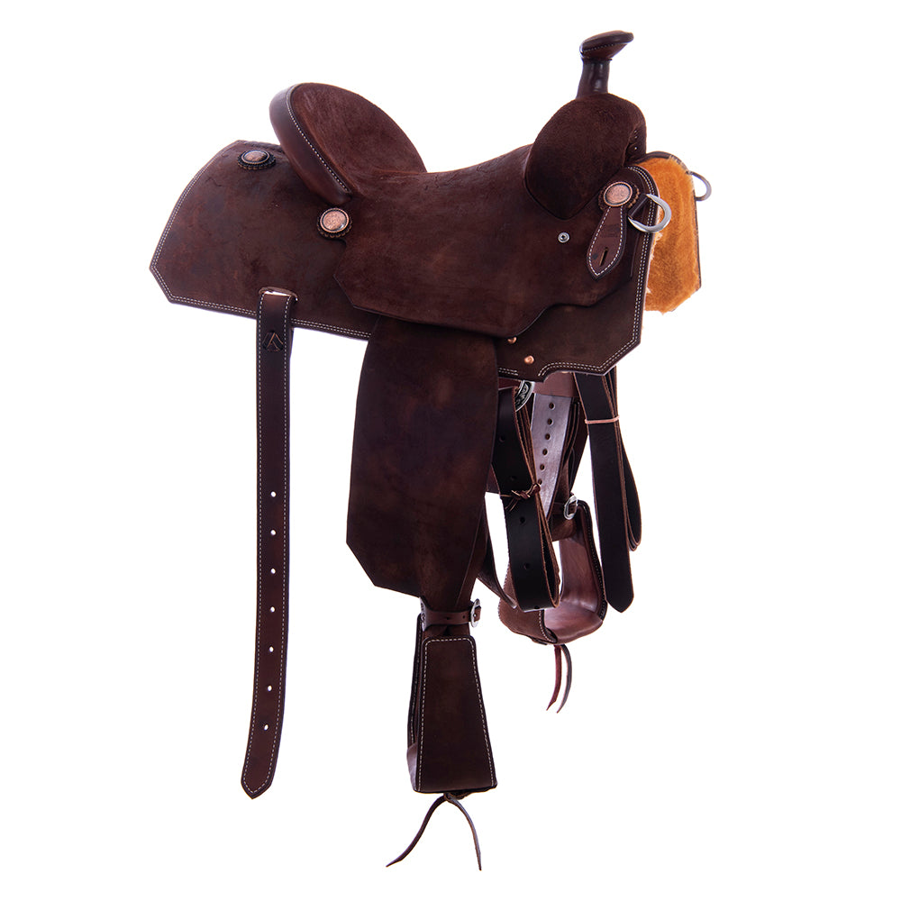 Burns Rope Saddle Chocolate RO - Notched - No Tooling - Cheyenne - Single Skirt
