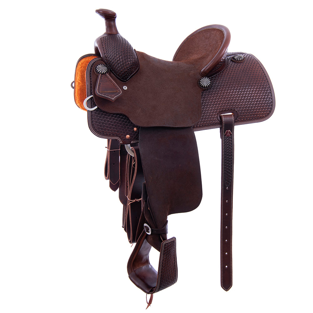 1/2 Chocolate Roughout Smooth Rope Saddle - Conventional Skirts, 1/2 Basket, Pencil Roll