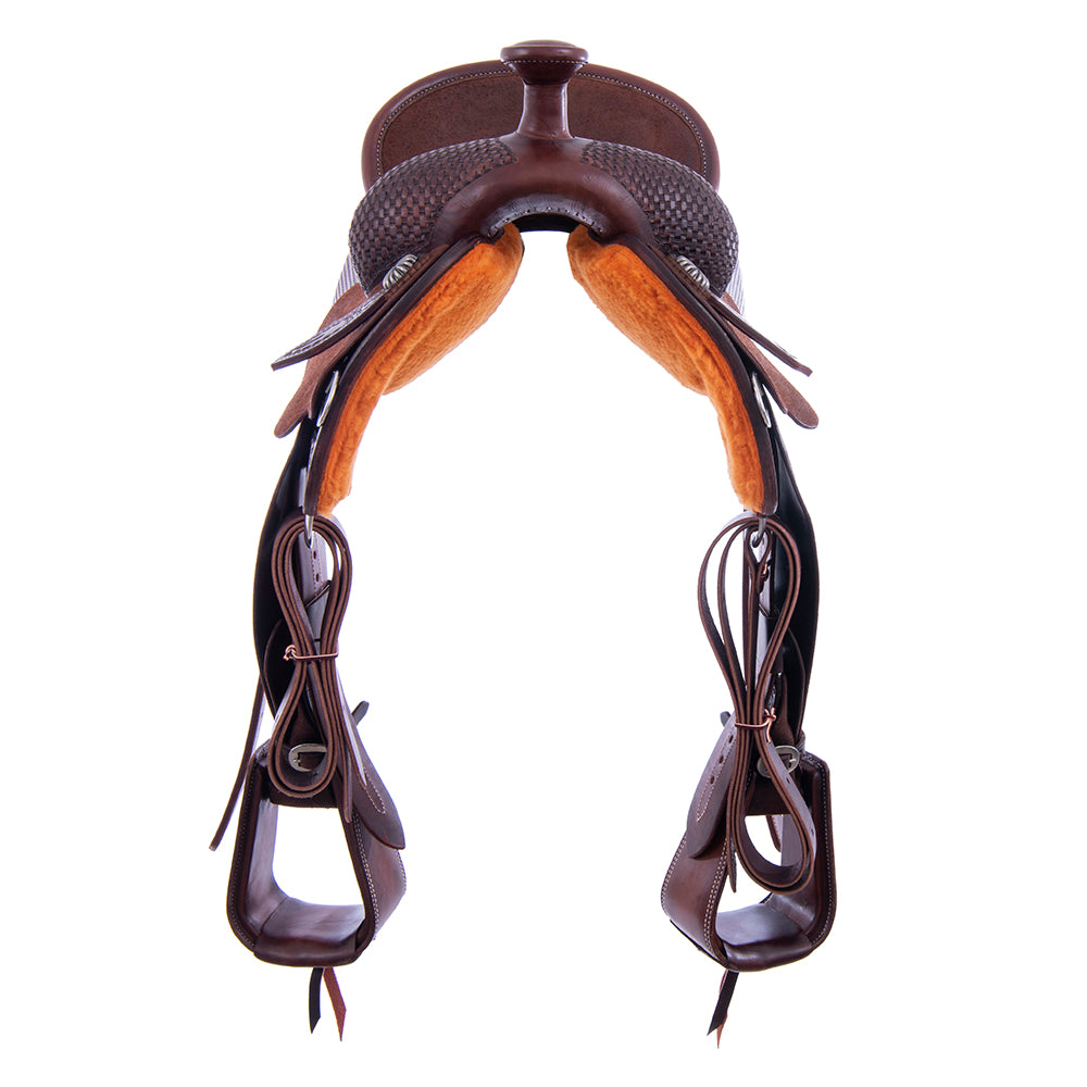 1/2 Chocolate Roughout Smooth Rope Saddle - Conventional Skirts, 1/2 Basket, Pencil Roll