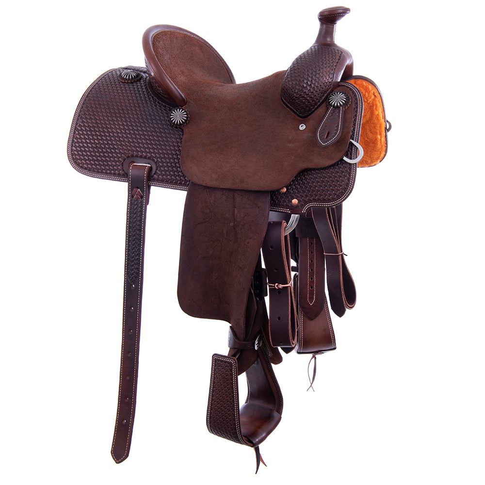 1/2 Chocolate Roughout Smooth Rope Saddle - Conventional Skirts, 1/2 Basket, Pencil Roll