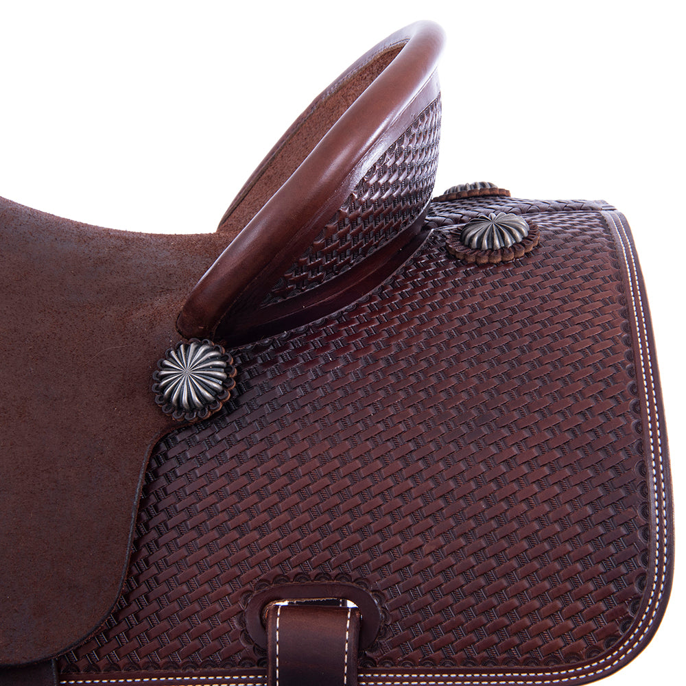 1/2 Chocolate Roughout Smooth Rope Saddle - Conventional Skirts, 1/2 Basket, Pencil Roll