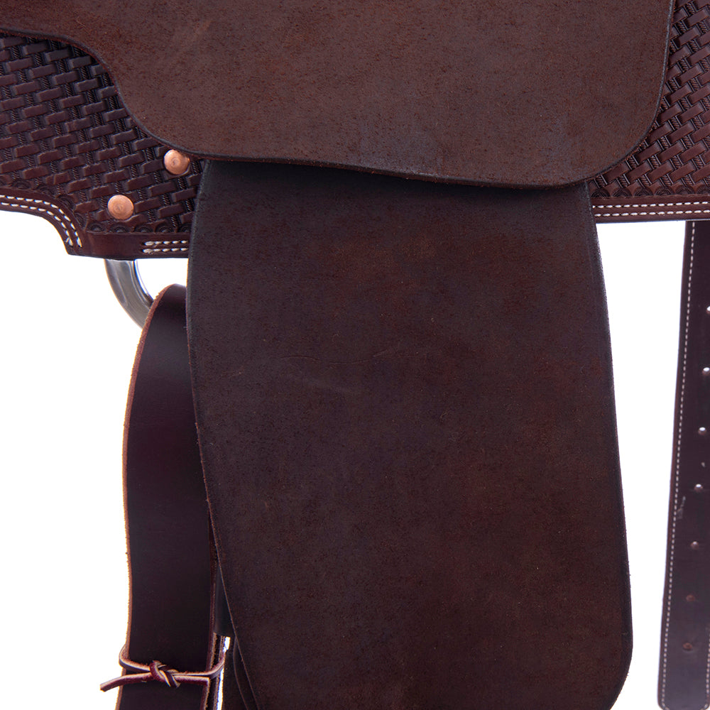 1/2 Chocolate Roughout Smooth Rope Saddle - Conventional Skirts, 1/2 Basket, Pencil Roll