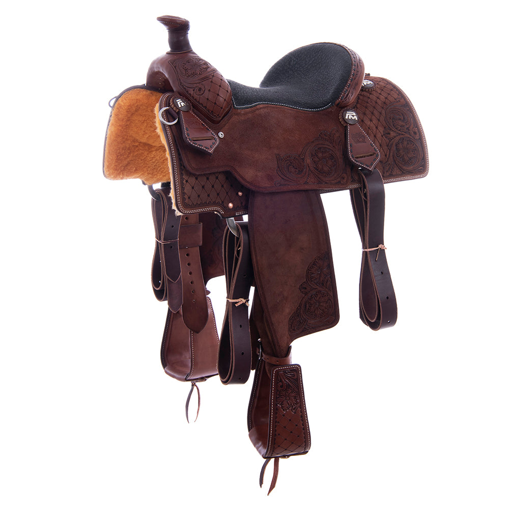 1/8 Chocolate SO 7/8 RO Ranch Versatilty Saddle - Semi Square - Bk BS Bead Line 3/4 Old World WYO -