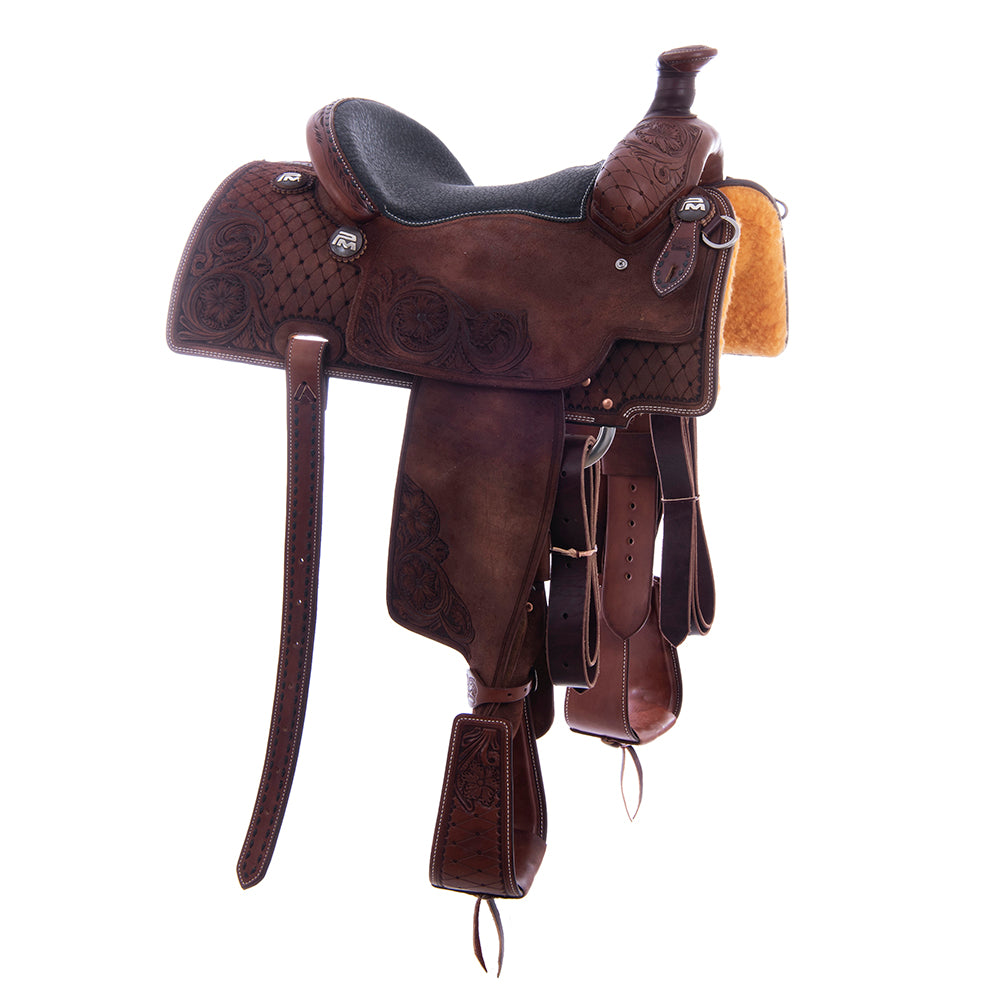 1/8 Chocolate SO 7/8 RO Ranch Versatilty Saddle - Semi Square - Bk BS Bead Line 3/4 Old World WYO -