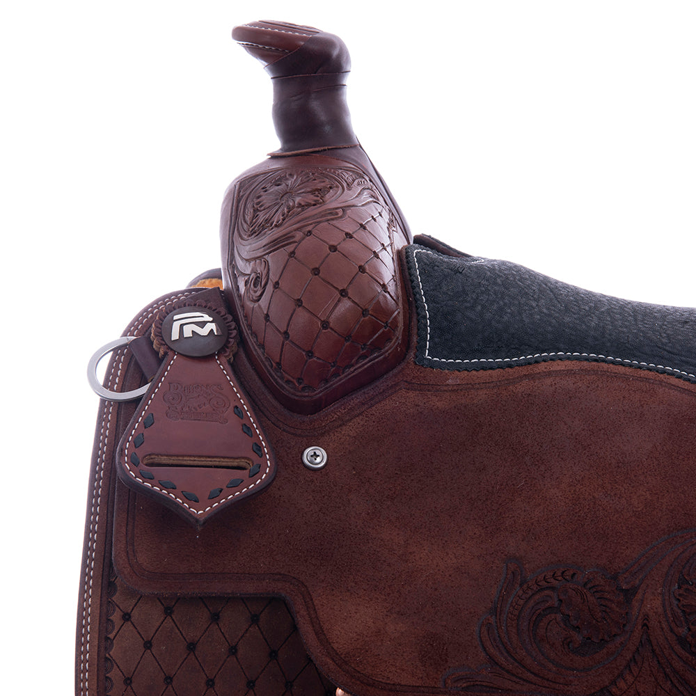 1/8 Chocolate SO 7/8 RO Ranch Versatilty Saddle - Semi Square - Bk BS Bead Line 3/4 Old World WYO -
