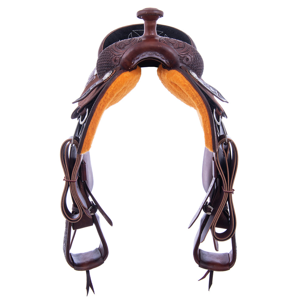 1/2 Chocolate RO/SO Team Rope Saddle - Full Waffle and Daisy - Cheyenne - Black RO Quilt