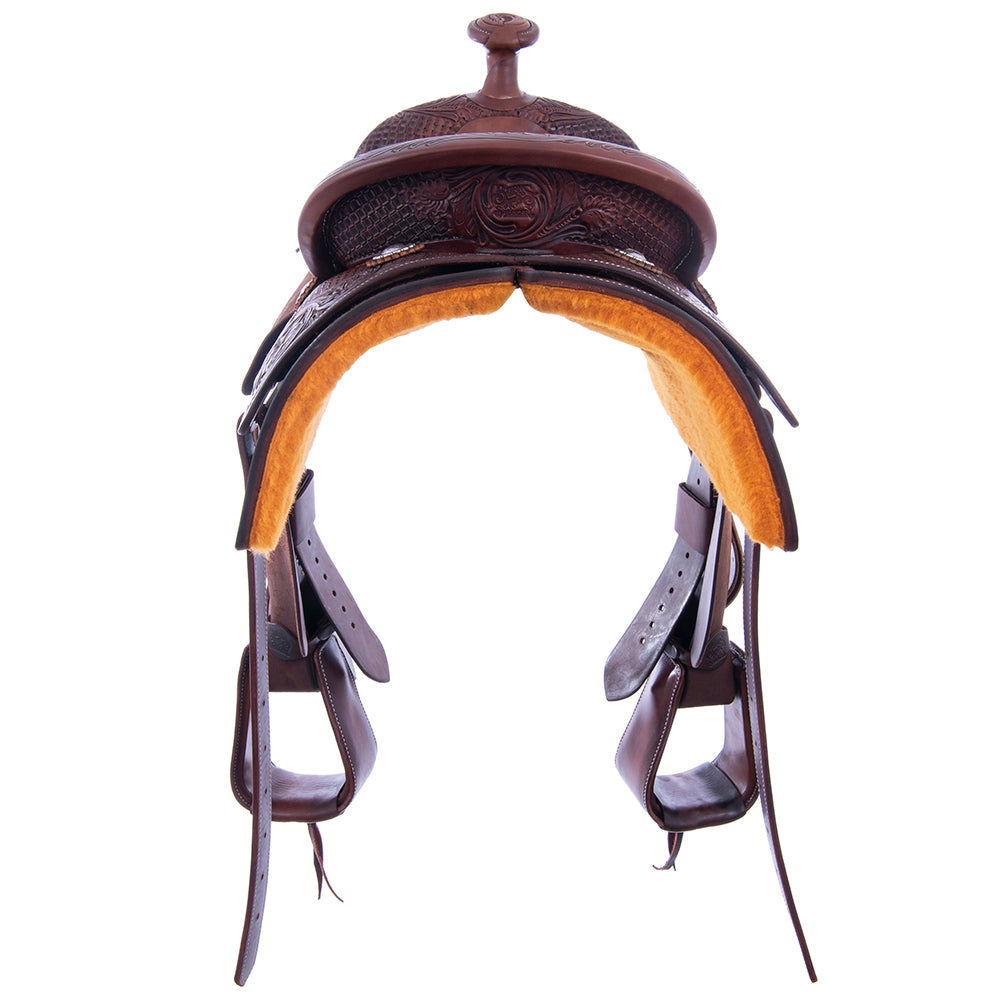 1/2 Chocolate RO/SO Team Rope Saddle - Full Waffle and Daisy - Cheyenne - Black RO Quilt