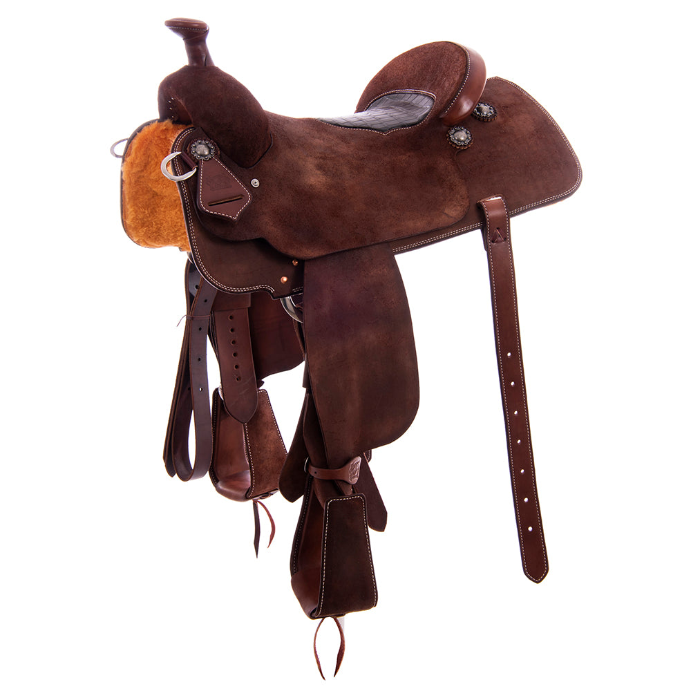 Chocolate RO Team Rope Saddle - Conventional - Cheyenne - Black Smooth Gator Inlay