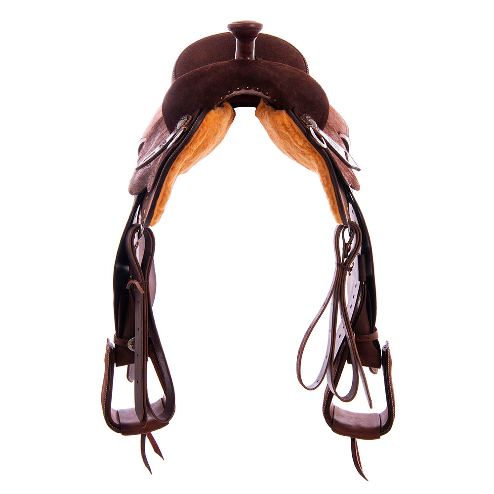 Chocolate RO Team Rope Saddle - Conventional - Cheyenne - Black Smooth Gator Inlay