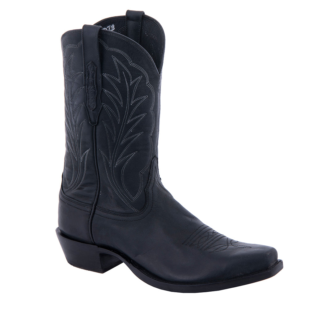 Men's Cowboy 12-2.5 Black Mad Dog Goat Winn Stitch Toe Bug