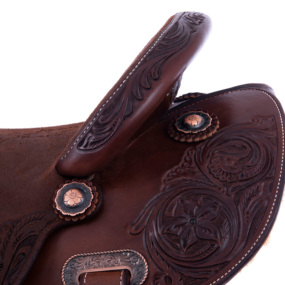 1/2 Chocolate SO 1/2 RO Lightweight Versatility Saddle- Round- D Daisy FC- Cheyenne